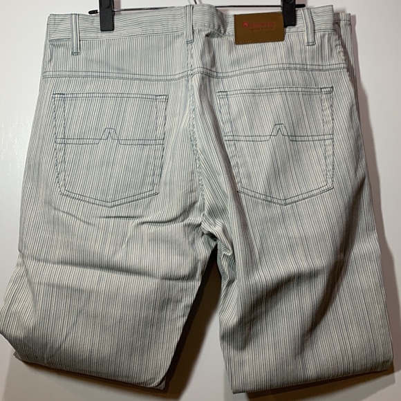 Alberto Mens White/Blue/Gray Multistripe Pants - Picture 3 of 9